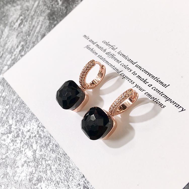 Light Luxury Diamond-encrusted Earrings, Niche Fashionable Vintage Geometric Crystal Earrings