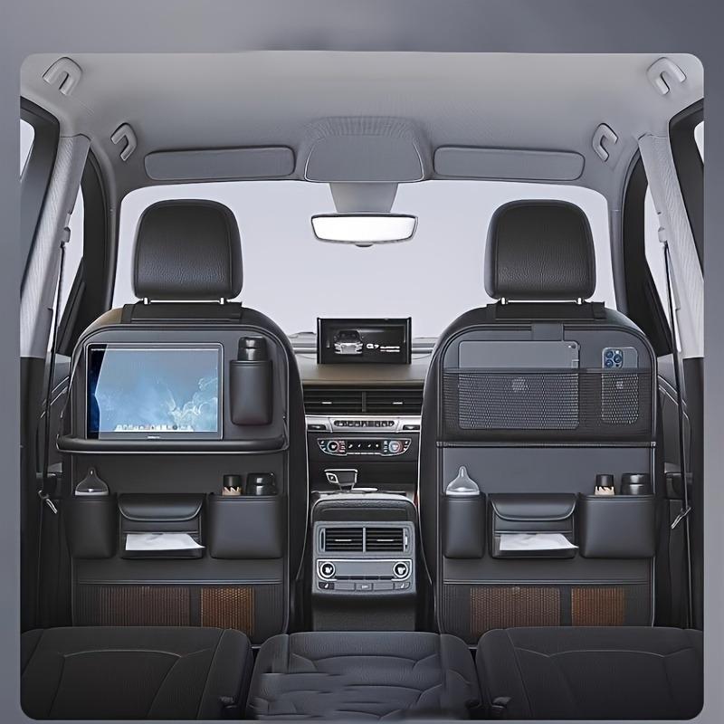 Car Backseat Organizer with Foldable Table Tray,Premium PU Leather Material,Compatible with Most Vehicles,Inner Car Accessories