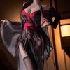 Sexy japansk kimono chiffon uniform rent ønske gratis trykk cos karakter klær dress