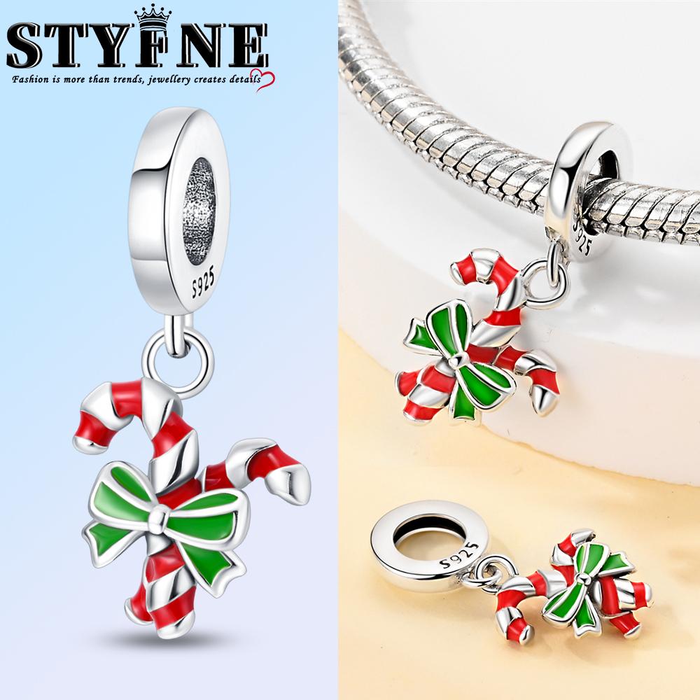 Christmas Charms Creative Santa Claus Christmas Tree Red Socks Boots Copper Beads Diy Bracelets Jewelry For Women