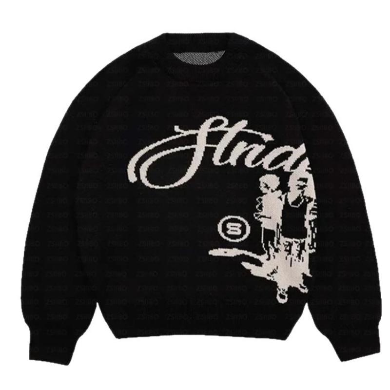 European and American Autumn and Winter Street Fashion Personalized Jacquard Casual Knitted Pullover Sweater