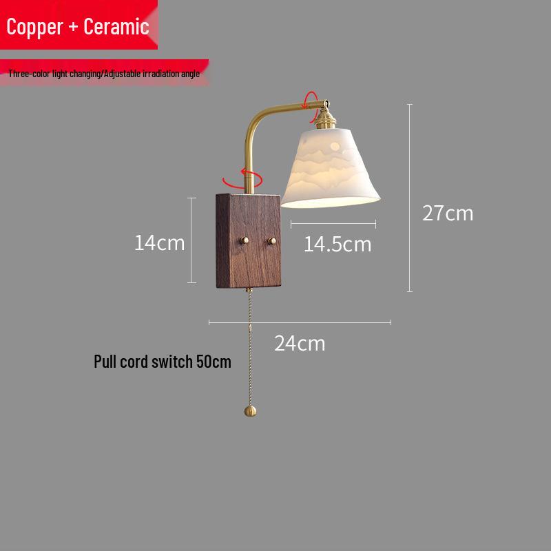 Nordic Minimalist Copper Rotatable Wall Lamp for Bedroom and Living Room
