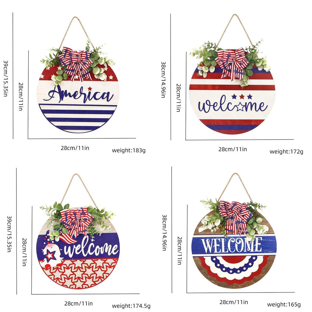 New American Independence Day Wooden Sign Home Decor With Light Star Design