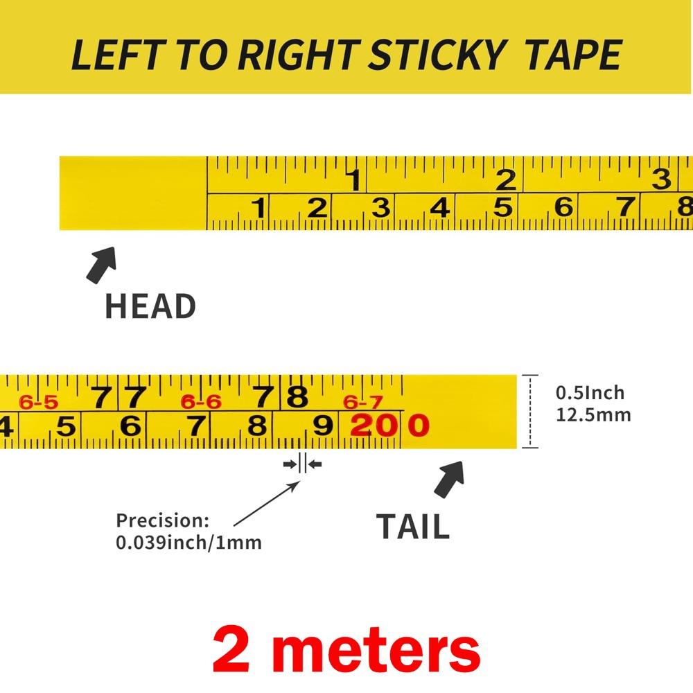 Durable Self-Adhesive Measuring Tape Imperial and Metric Scales Steel Metal Tape Measure Left-Right Reading Ruler Drafting