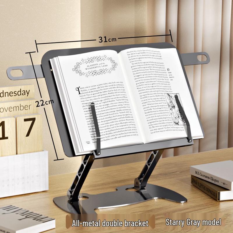 Adjustable All-Metal Book Holder & Reading Stand for Desktop & Bedside