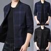 Men Coat Plaid Stand Collar Thin All Match Spring Jacket for Daily Wear