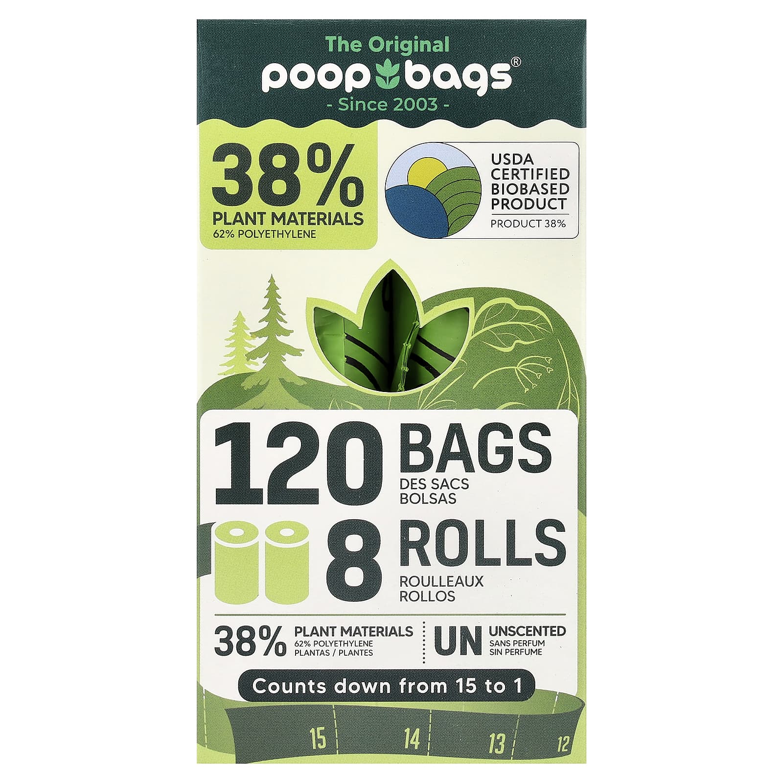 

Original Poop Bags, Unscented, 8 Rolls, 15 Bags Each