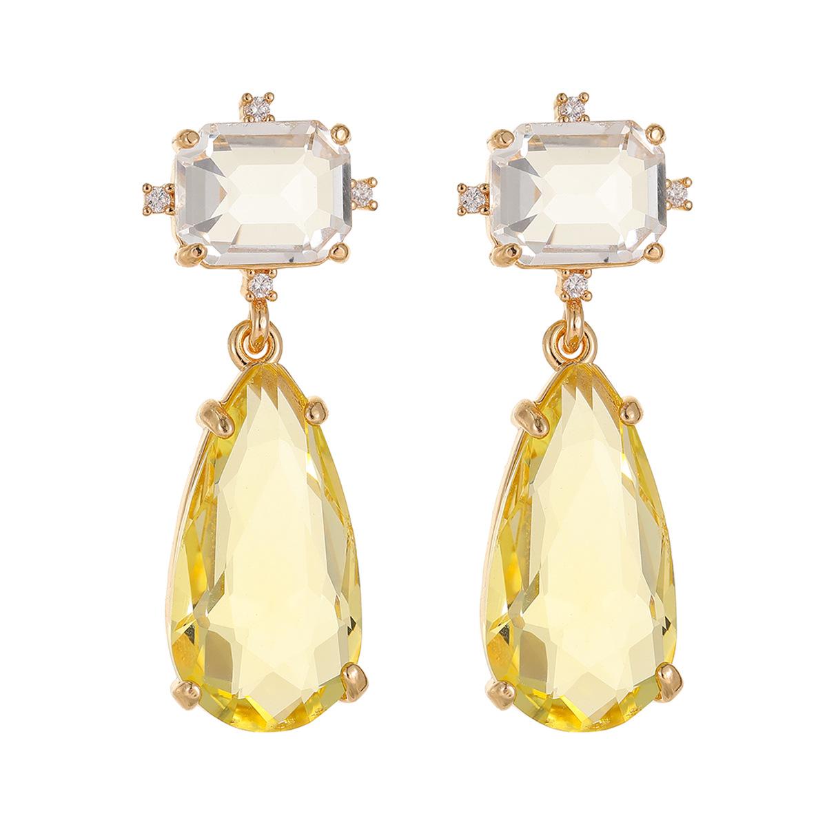 Серьги-подвески с желтыми кристаллами в форме слезы: Элегантные серьги-подвески с цирконами, Универсальные модные украшения для женщин жёлтый/белый