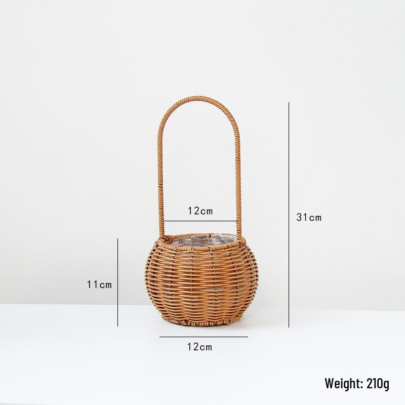 Handwoven Rattan Basket: Fruit, Picnic, Flower Tote for Festivals & Decor