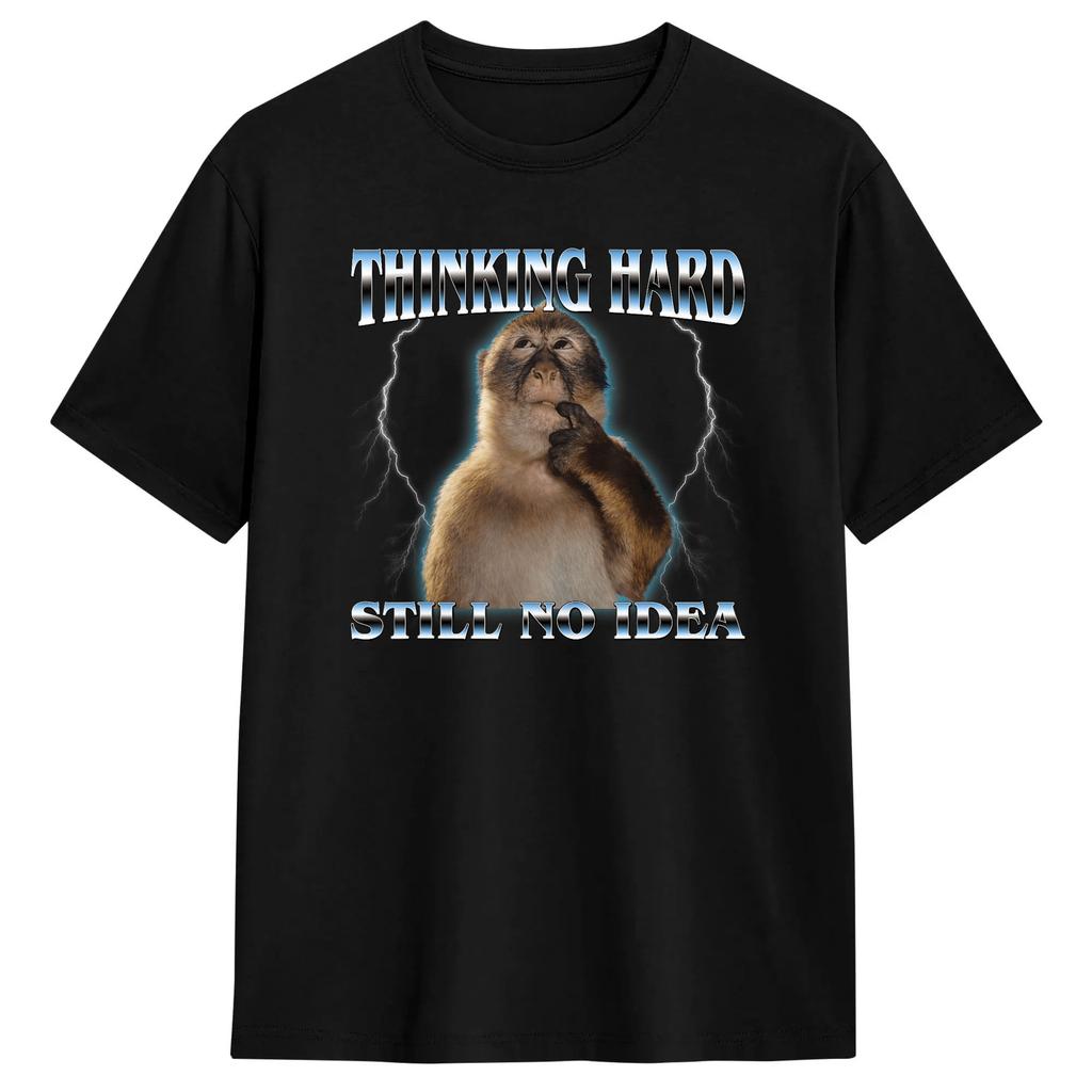 Oversized T Shirt Funny Thinking Monkey Memes Brainrot 100 Cotton T Shirts Fashion Tee Shirt Design Short Sleeve Top Tees