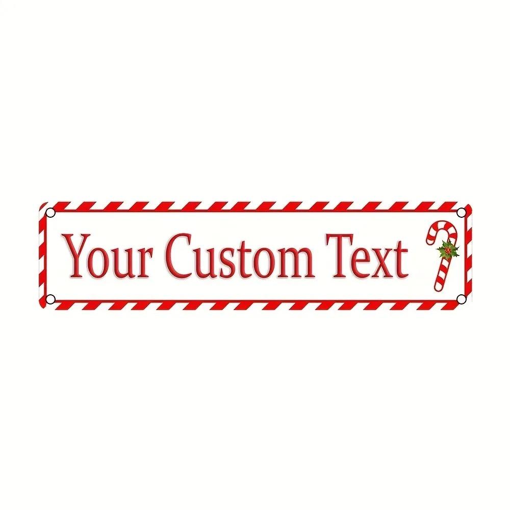 16x4In 2D Flat Classic Santa Aluminum Sign Custom Text Christmas Wall Decor