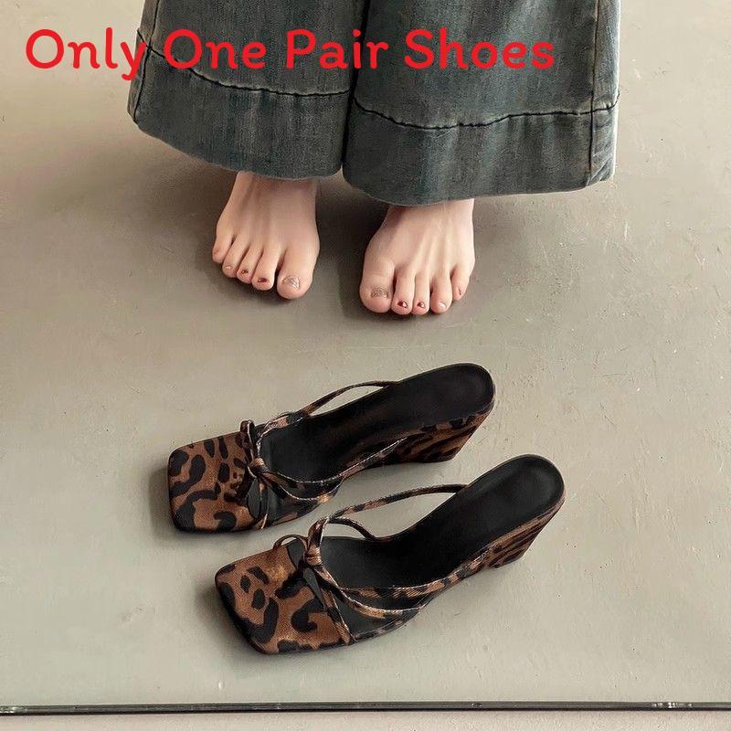 Human Footwear Leopard Pattern Open Toe Pu Flat Sandals For Womens Summer Comfort