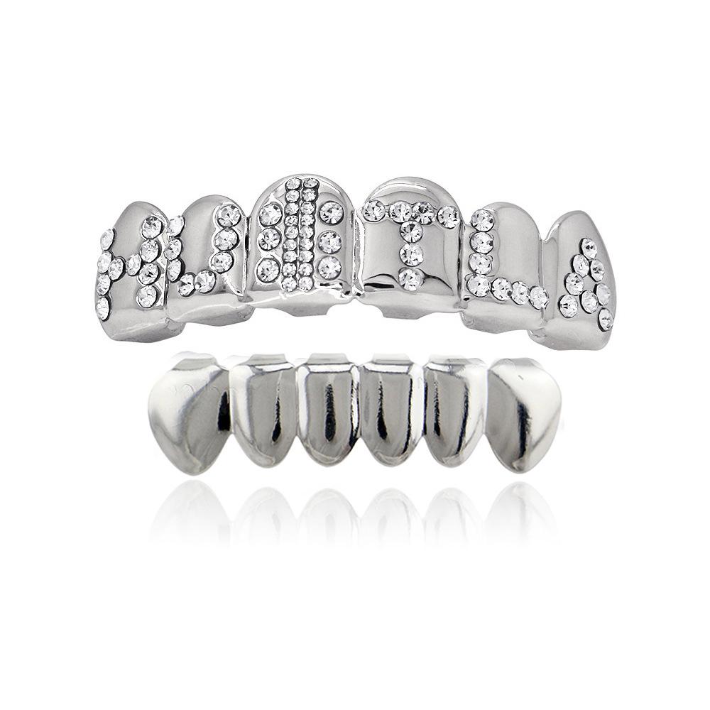 18K Gold Plated Diamond Inlaid Hip Hop Grillz for Christmas Stage Performance
