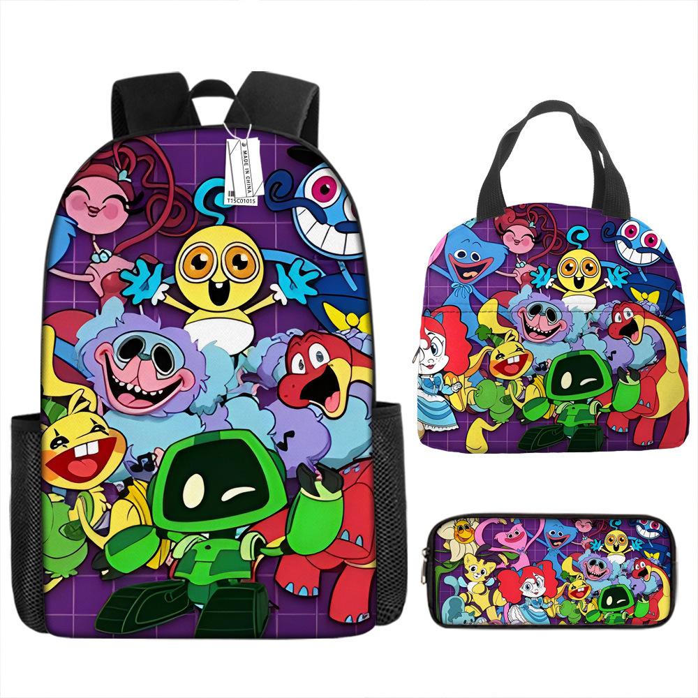 Rainbow Friends School Bag Rainbow Friends Backpack Three-piece Set for Elementary School Students Large Capacity Cartoon Computer Bag