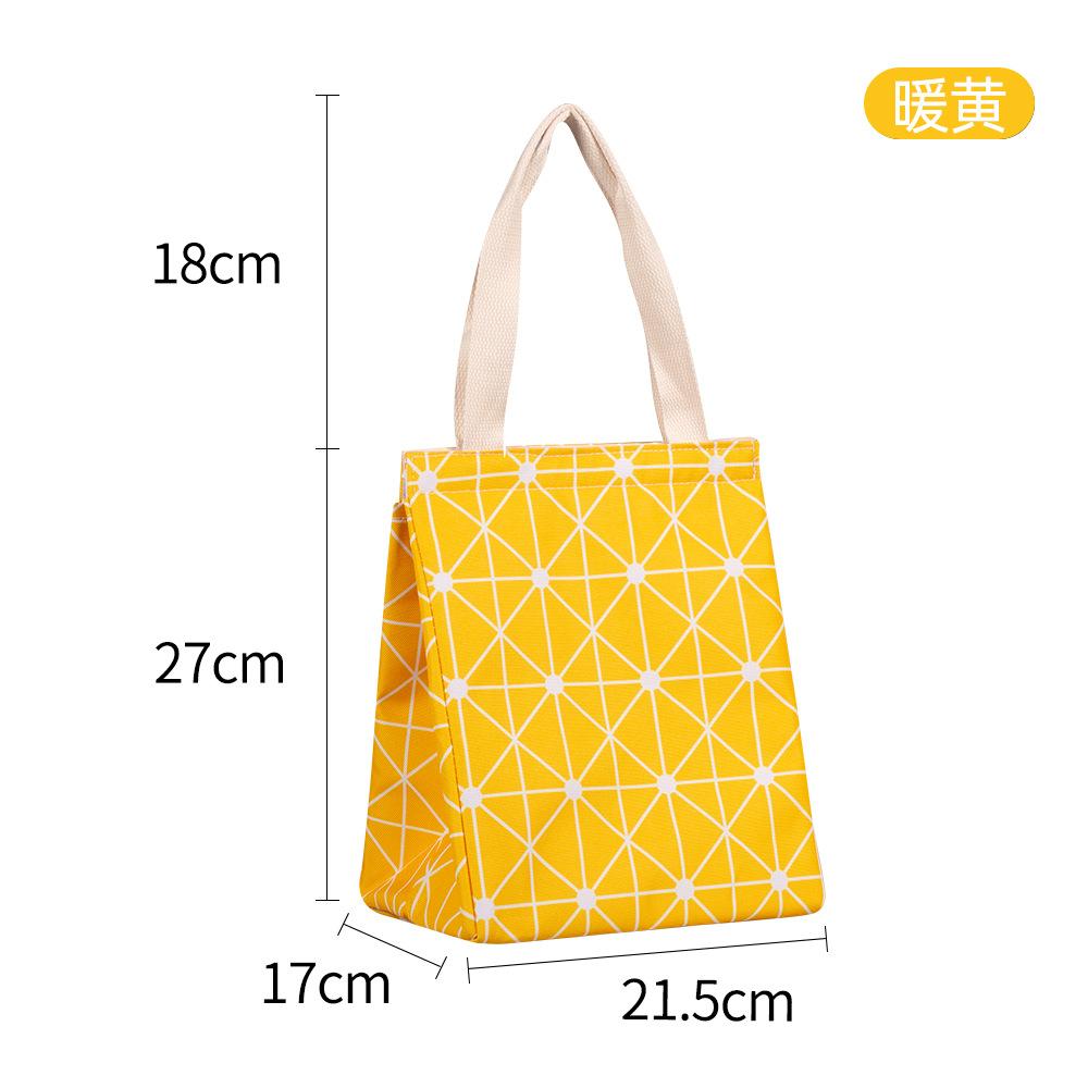 1pc Simple Lattice Pattern Lunch Storage Handbag Waterproof Aluminum Foil Lightweight Insulated Picnic Bag For Women Men