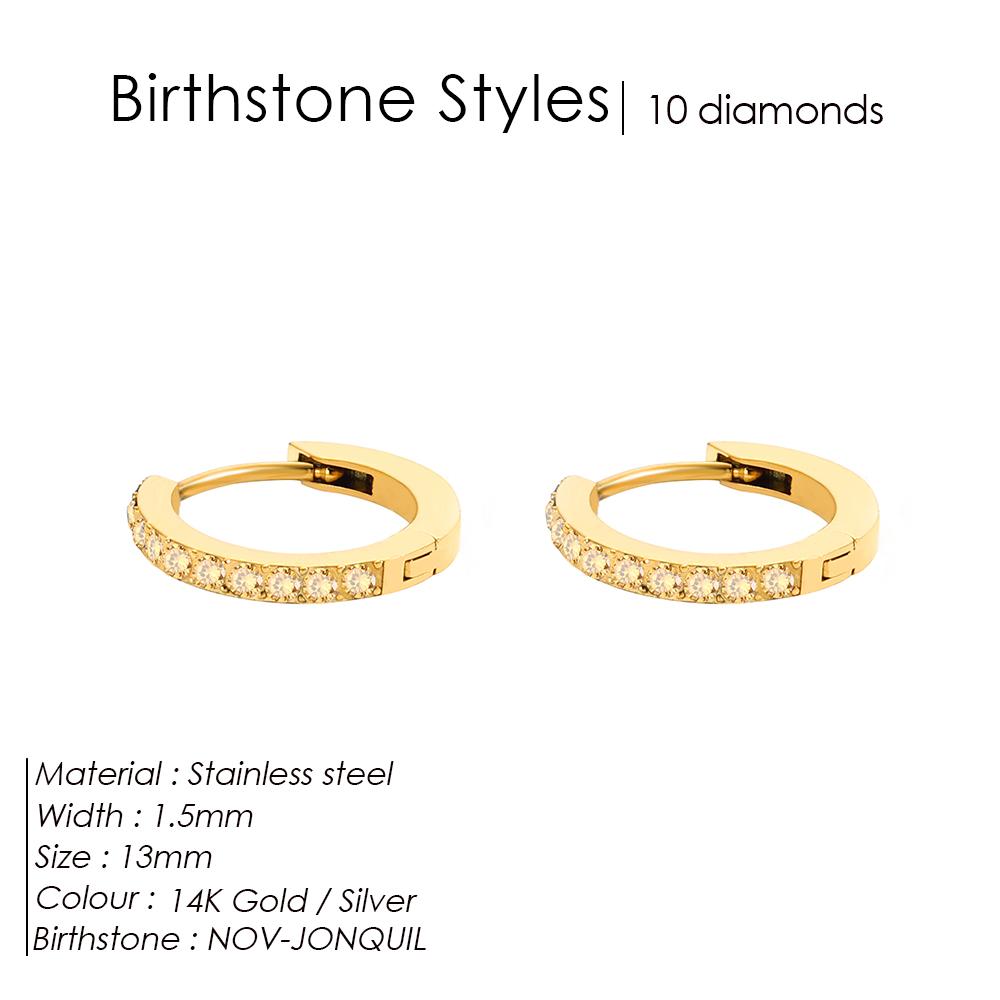 eManco Stainless Steel Birthstone Earrings Minimalist Huggie Hoop Earrings For Women Tiny Round Circle Unisex