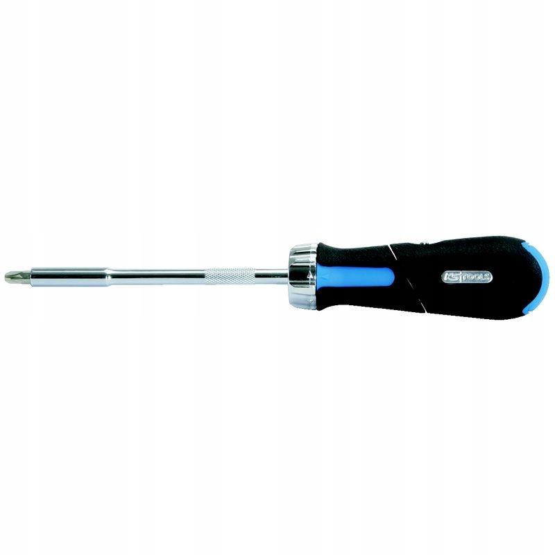 Bit screwdriver with revolving ratchet, 7-piece, 1/4