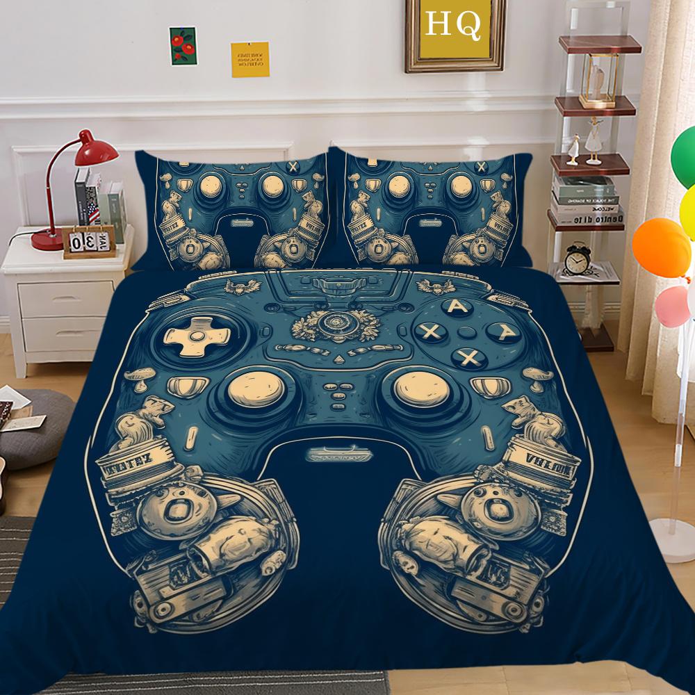 Conjunto de capa de edredom da moda, têxteis para o lar, jogo 3D, impressão de alça, conjunto de cama para adolescentes, menino, colchas, conjunto de cama de luxo, capa