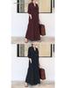 2026 European Cotton Linen Long Sleeve Lapel Shirt Dress with Patch Pocket – Casual, Loose Fit