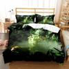 Tema Giungla Verde Copripiumino Matrimoniale King Queen Set Biancheria da Letto Alberi della Foresta Coperta Trapuntata Paesaggio Naturale Copripiumino in Poliestere