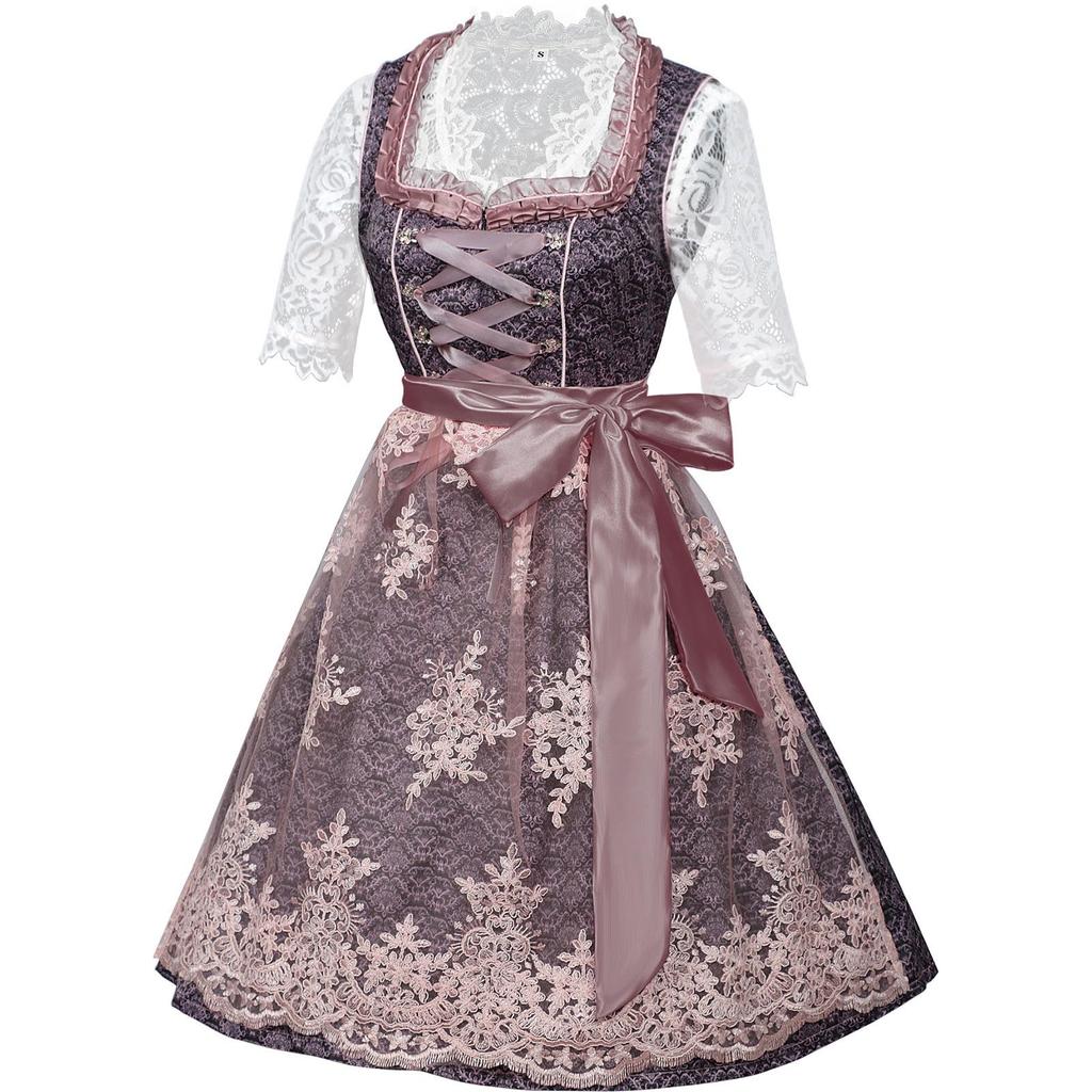 Abito allacciato Bavarese Oktoberfest 2025: Costume da Cameriera in Stile Monaco