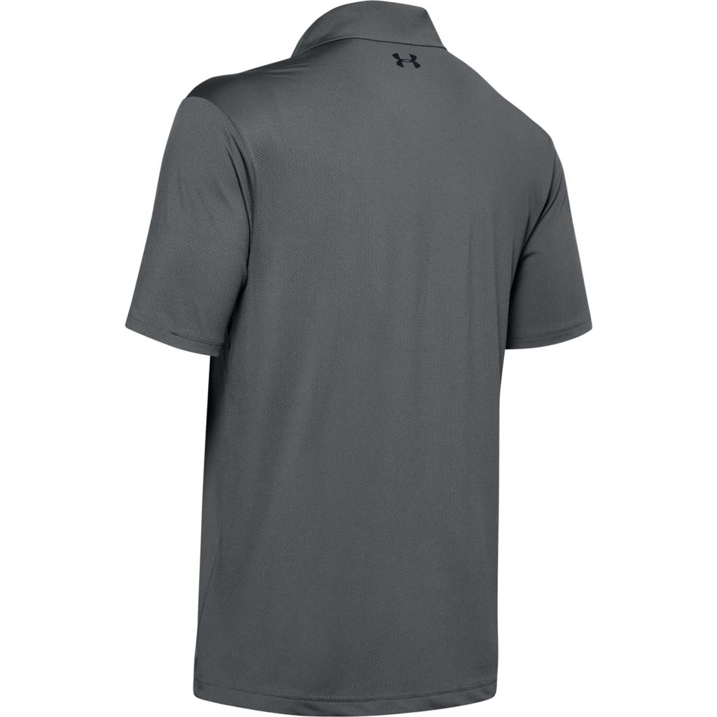 Under Armour Solid Color Straight Cut Nylon Polo Shirt Men tops Gray 1351129-012