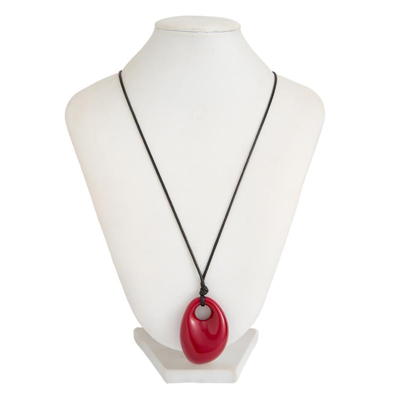 4 Colors Minimalist Wine Red Black Acrylic Long Pendant Necklace For Women Vintage Leather Rope Chain Sweater Chain New