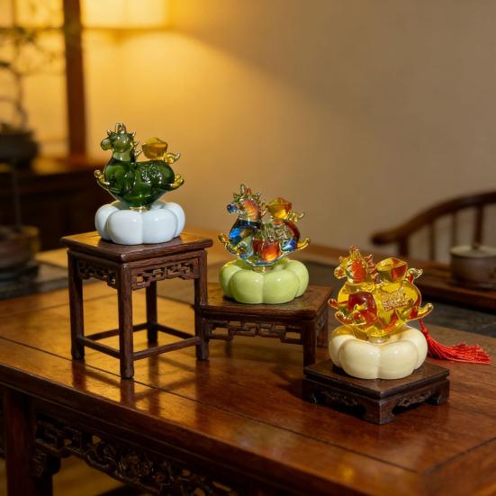 Hand Blown Glass Horse Figurine Handmade Lucky Horse Chinese New Year Feng Shui Statue for Collectible Home Office Bookshelf Desk Decor
