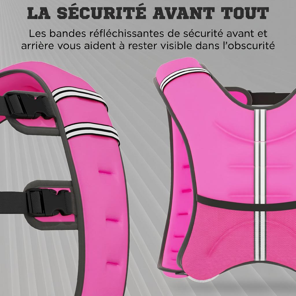 Weighted Vest, 8 kg, Storage Pocket, Oxford Fabric, Metallic Sand, Pink