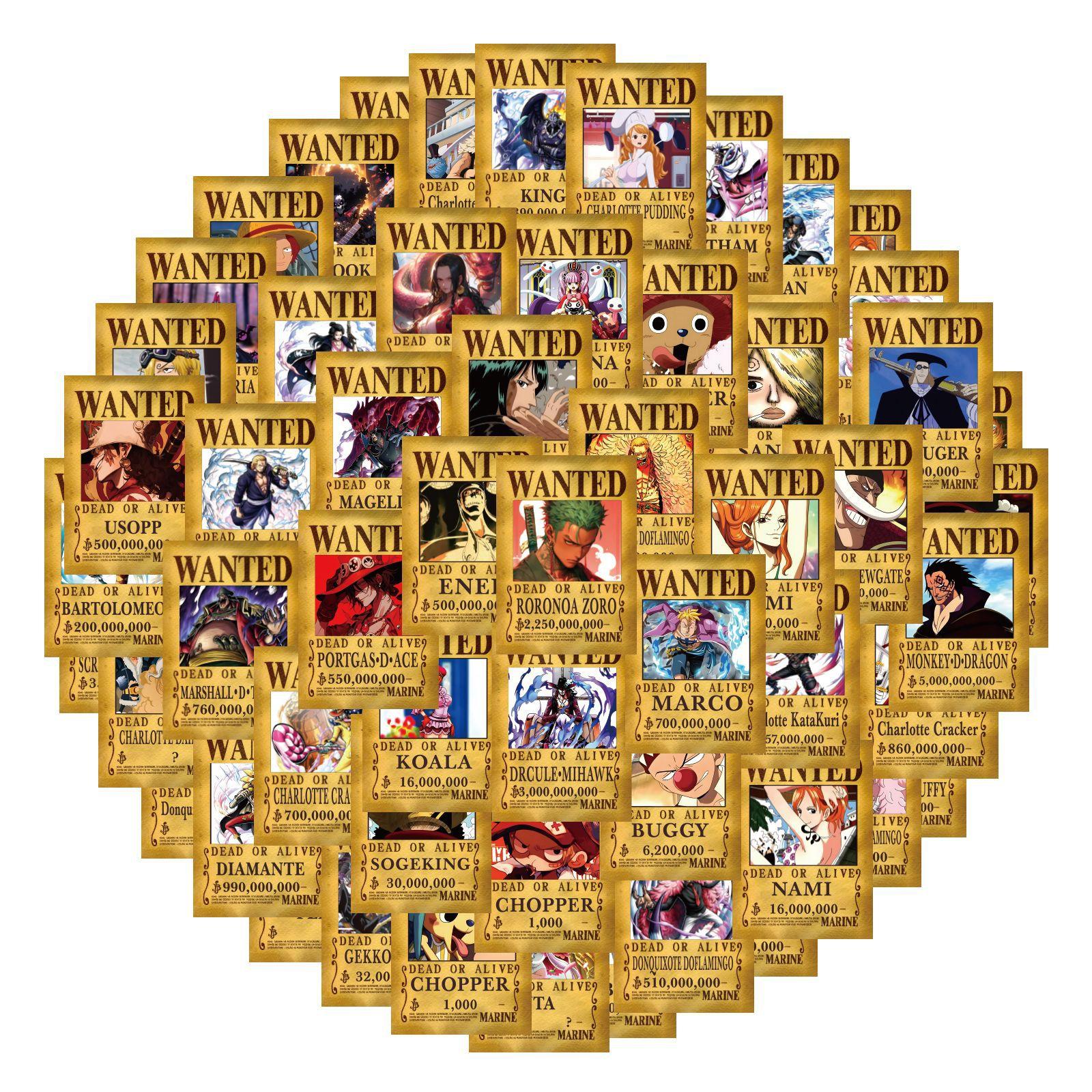 

55/110 New One Piece Wanted Order Anime Graffiti Stickers Suitcase Laptop Scooter Stickers