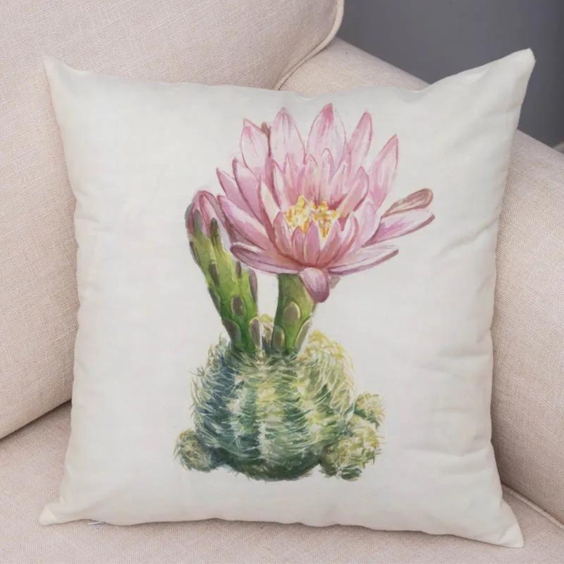 Watercolor Succulents Decorative Pillowcase Office Living Room Car Ornaments Home Pillowcase