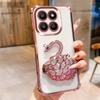 KEYSION Shockproof Plating TPU Phone Case for HONOR X7d 5G Glitter Jewelled Swan kickstand Back Cover for Honor 400 Smart 5G
