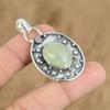 Birthday Gift For Her Natural Prehnite Gemstone Pendant 925 Sterling Silver