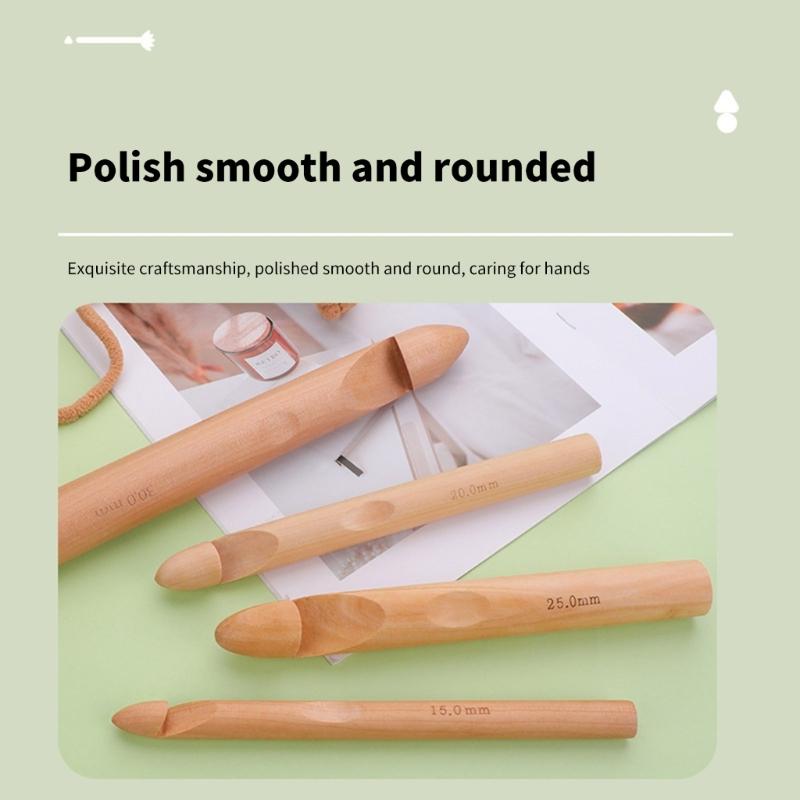 Ergonomischer Häkelhaken aus Holz für Anfänger und Erwachsene zum Stricken von Pullovern, Schals, Taschen und Socken (20 mm, 25 mm oder 30 mm)