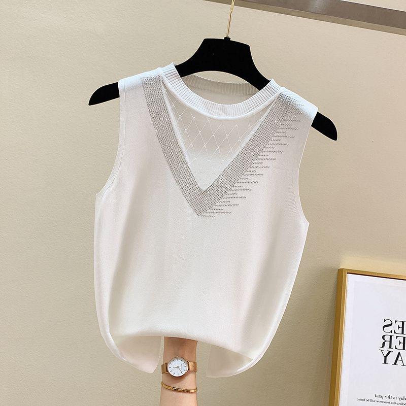 

Women s Mesh Ice Silk Knit Sleeveless Camisole - Spring/Autumn 2026 Collection S (suggested for 80-95 jin) білий