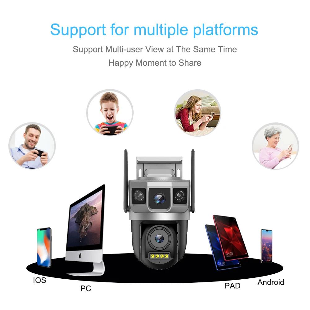 LS VISION 12MP 6K Three Screens 4G IP Camera Wireless Outdoor WiFi Dual Lens HD PTZ Control PIR Human Detection Night Vision Security CCTV