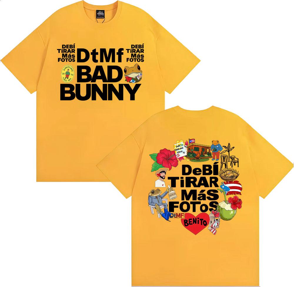 DTMF Bad Bunny Debi Tirar Mas Fotos 2026 Tour Print Tee Shirt Men Women Hip Hop Pop Music T Shirt 100% Cotton T-shirt Streetwear