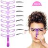 Eyebrow Stencil for Beginners, 8 Styles Eyebrow Shaper Kit with Eyebrow Brush and Brow Razor Trimmer, Reusable DIY Eyebrow Stencils Template