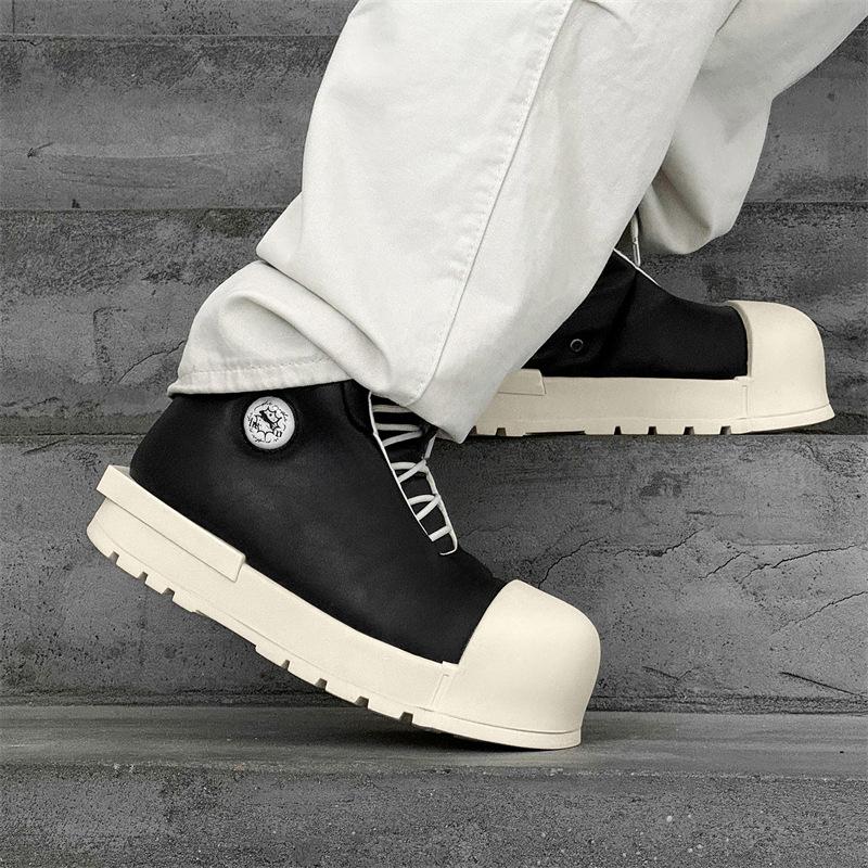 Mickey Big Head High-top Shoes Platform-soled Heightening Martin Boots Niche American High Street Wind Board Shoes Couple Bread Shoes