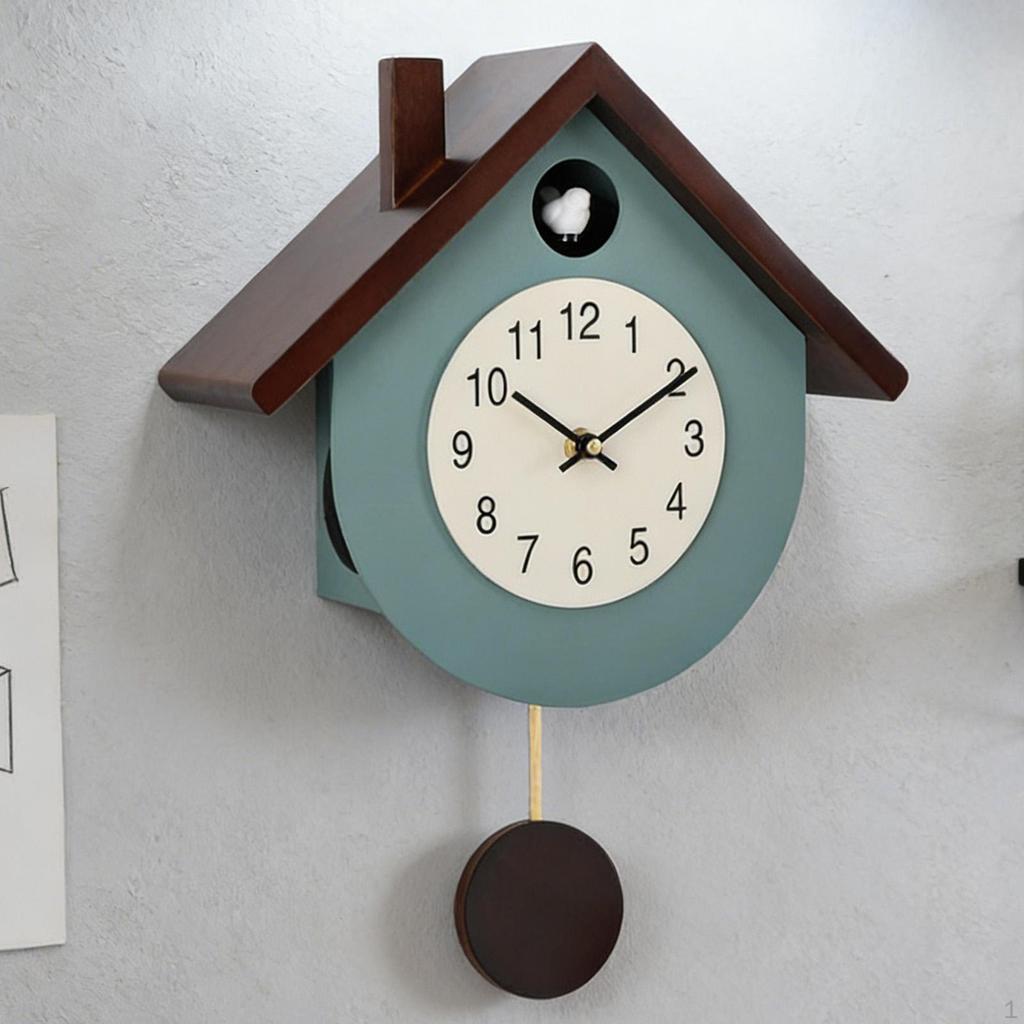 Chiming Cuckoo Clock with Pendulum Coo Decorative Wood Wall Watch for Family Friends