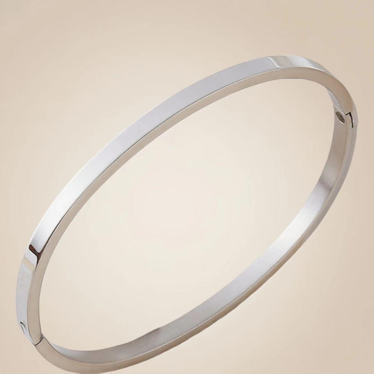 Sleek European-Style 8mm Stainless Steel Buckle Bracelet for Couples