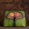 Johnature Retro Handmade Embossing Genuine Leather Women Bag Luxury Handbag Leisure Cowhide Shoulder & Crossbody Bags