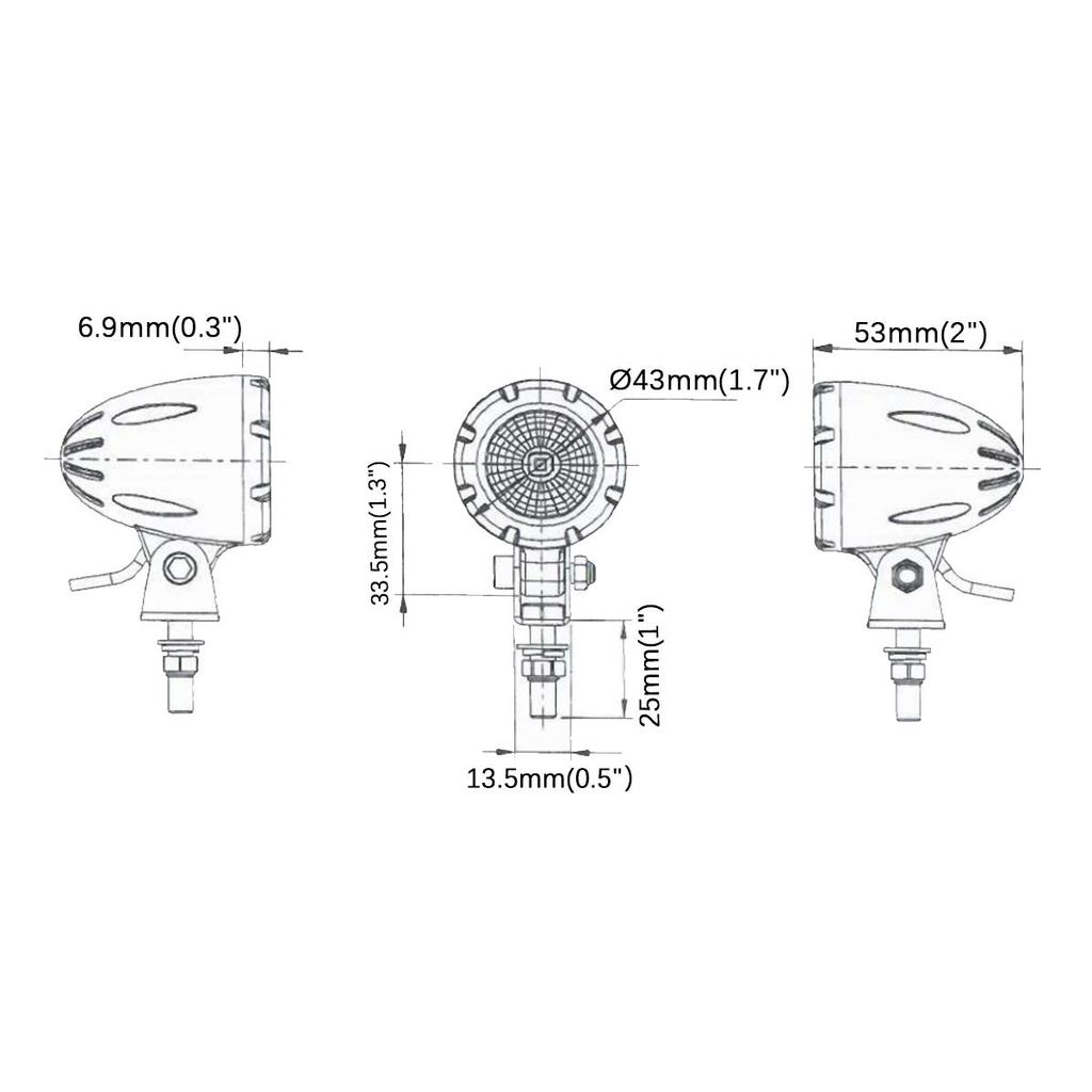 Lightronic Mini LED Work Light, Round Shape, Motorcycle Auxiliary Light, 5 W, Fog Light,