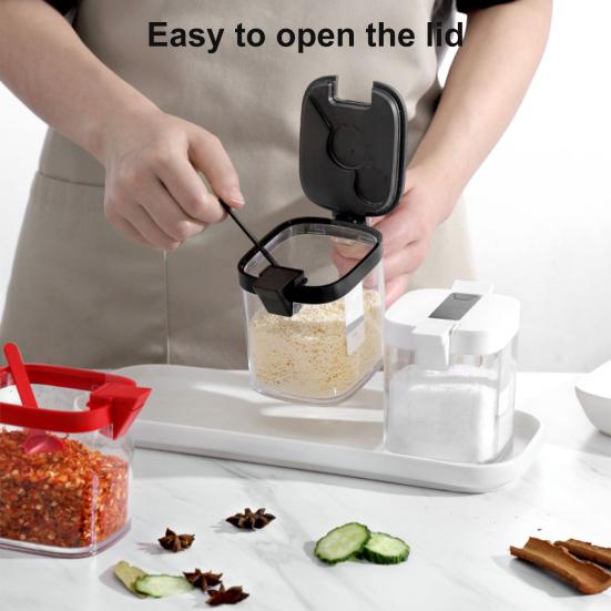 Fashion Transparent Body Large Capacity Washable Salt Pepper Sugar Container for Home Seasoning Rack