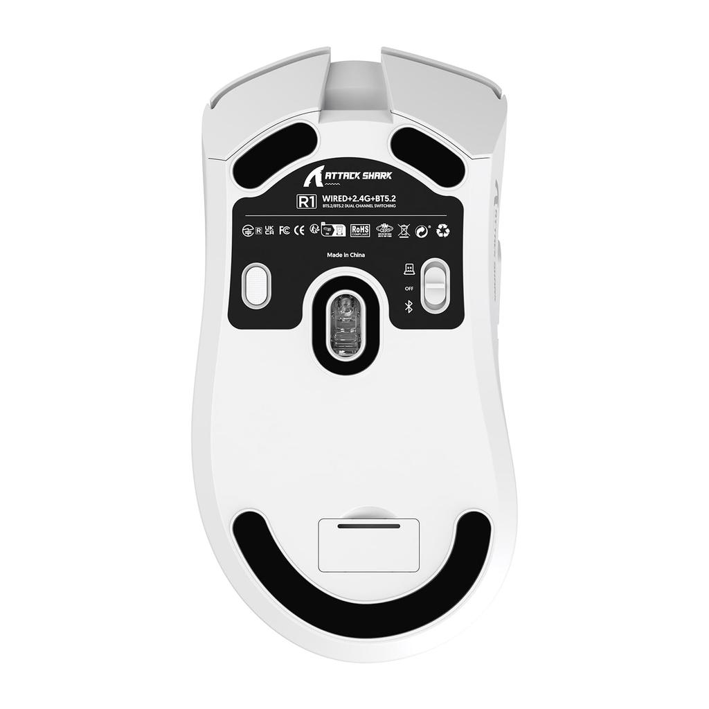 ATTACK SHARK X ZIYOU LANG R1 Gaming Mouse SUPERLIGHT Wireless PAW3311 18000DPI Wireless 59g Rechargeable Ergonomic White 2.4Ghz/Bluetooth/Type-C