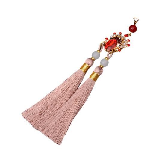 Tassel Pendant Facial Makeup Opera Car Decoration Hanging Accessories with Imitation Pearls Decor Hanfu Decoration