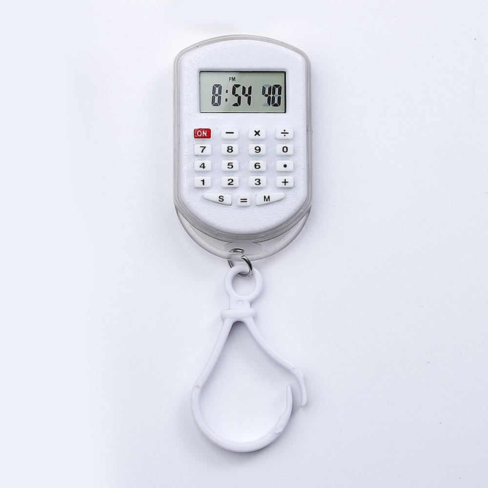 Mini Calcolatrice Portatile Portachiavi con Display dell'Ora Ciondolo Calcolatrice Cancelleria per Studenti