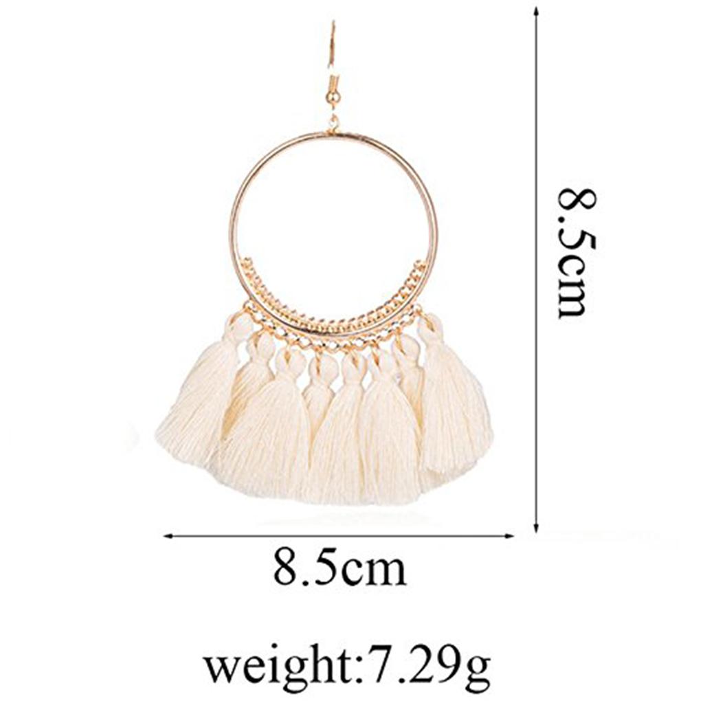 Colorful Round Hoop Allergy Free Earring Bohemia Style Colorful Thread Tassel Pendants Earring