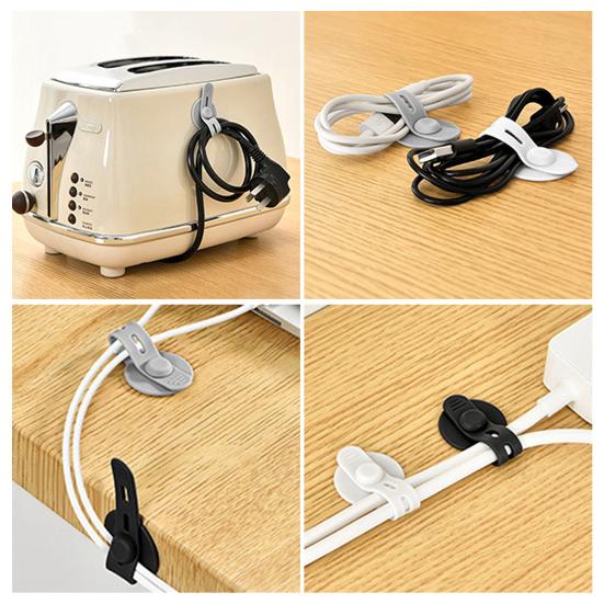 3Pcs Silicone Cable Tie Adjustable Self-adhesive Earphone Phone Charger Computer Power Cord Bundling Strap Reusable Wire Management Organizer Wrap