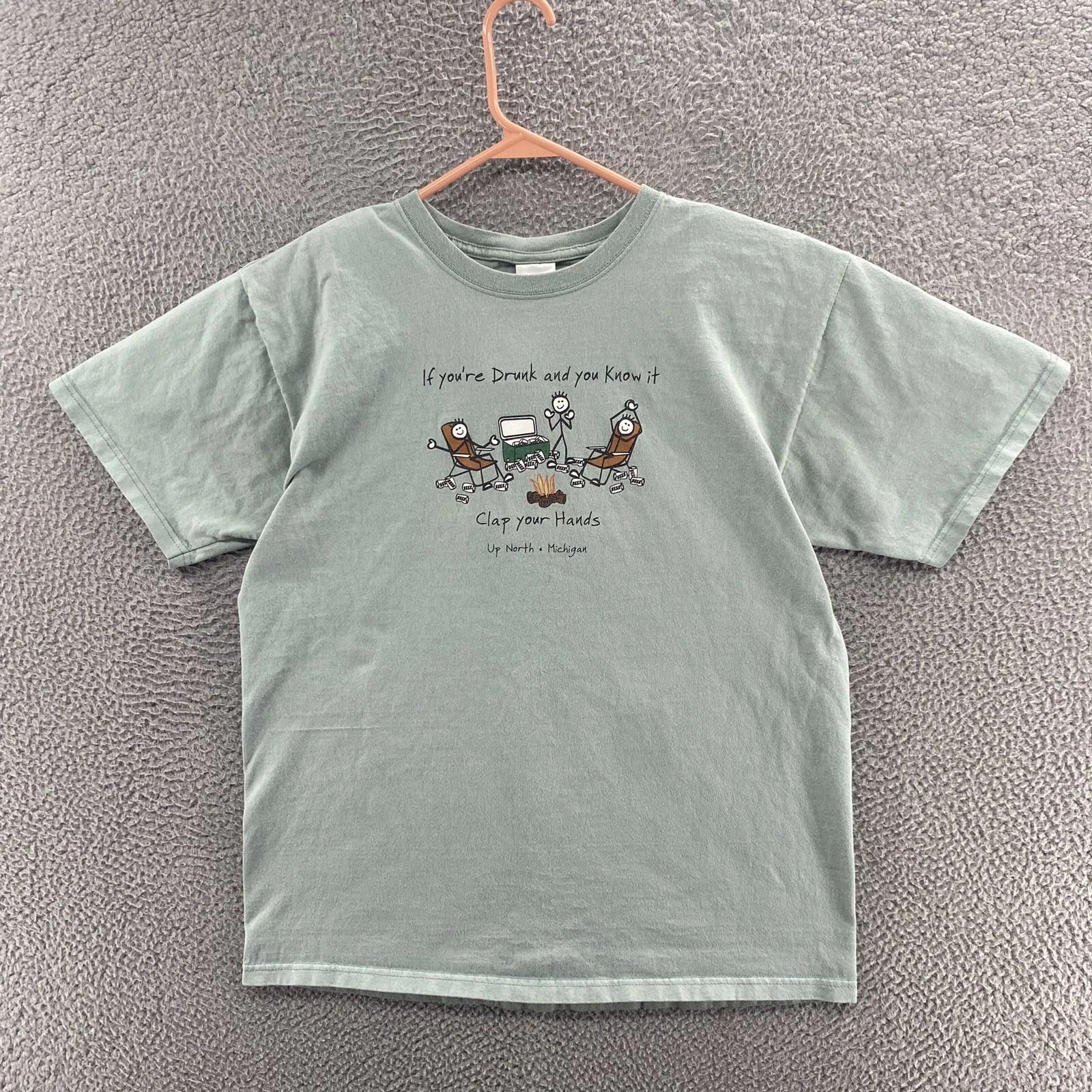 

VINTAGE Drinking T Shirt Men Large Green Graphic Camping Beer Drunk Funny Joke 4XL